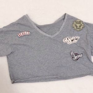 Grey crop top with patches